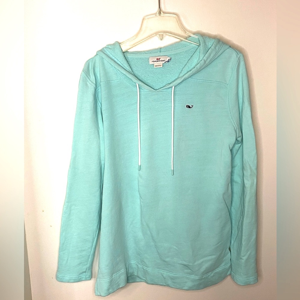 Vineyard Vines Women's Aqua Hoodie Sweater